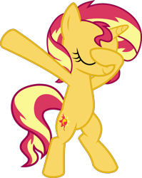 Size: 3000x3778 | Tagged: safe, artist:wissle, sunset shimmer, pony, unicorn, bipedal, covering eyes, covering face, cute, dab, eyes closed, facehoof, female, high res, mare, shimmerbetes, simple background, smiling, solo, transparent background, vector