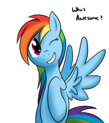 Size: 750x850 | Tagged: safe, rainbow dash, pegasus, pony, awesome, simple background, solo, transparent background, wink