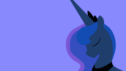 Size: 3842x2160 | Tagged: artist needed, safe, princess luna, alicorn, pony, blue background, bust, eyes closed, female, horn, lineless, mare, minimalist, modern art, no mouth, portrait, profile, sad, simple background, solo, wallpaper