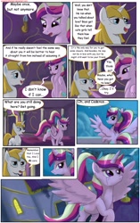 Size: 1950x3102 | Tagged: safe, artist:greenbrothersart, prince blueblood, princess cadance, alicorn, pony, unicorn, comic:love is magic, balcony, comic, crying, duo, female, flying, male, night, teen princess cadance, teenager