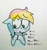 Size: 374x396 | Tagged: safe, rainbow dash, pegasus, pony, ask-rainbowshy-plz, blue coat, blushing, female, mare, multicolored mane, solo