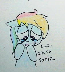 Size: 352x389 | Tagged: safe, rainbow dash, pegasus, pony, ask-rainbowshy-plz, crying, sad, solo