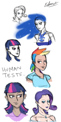 Size: 700x1400 | Tagged: safe, artist:edvedd, nightmare moon, rainbow dash, twilight sparkle, humanized, sketch dump