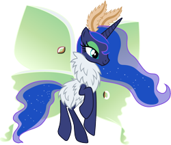 Size: 1180x1000 | Tagged: safe, artist:cloudyglow, princess luna, mothpony, original species, antennae, looking down, luna moth, mothified, simple background, solo, species swap, transparent background