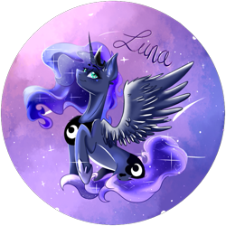 Size: 729x729 | Tagged: safe, artist:dankpegasista, princess luna, alicorn, pony, button, crown, eyeshadow, female, horn, jewelry, makeup, mare, regalia, sparkles, wings