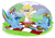 Size: 1024x715 | Tagged: safe, artist:buckingawesomeart, rainbow dash, surprise, pegasus, pony, g1, basket, drink, duality, food, g1 to g4, generation leap, goggles, picnic, picnic basket, picnic blanket, plate, sandwich, surprised