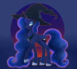 Size: 766x689 | Tagged: safe, artist:mn27, princess luna, alicorn, pony, female, hat, mare, smiling, solo, witch hat