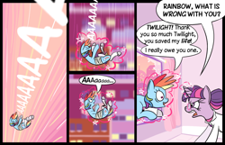 Size: 1280x823 | Tagged: safe, artist:ponett, rainbow dash, twilight sparkle, pegasus, pony, comic, maretropolis