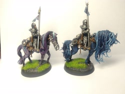 Size: 2560x1920 | Tagged: safe, princess luna, starlight glimmer, horse, human, armor, death korps of krieg, death rider, humans riding horses, krieg mount, miniature, riding, warhammer (game), warhammer 40k