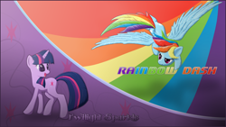 Size: 5760x3240 | Tagged: safe, artist:20-percentcooler, artist:darkflame75, rainbow dash, twilight sparkle, pegasus, pony, wallpaper