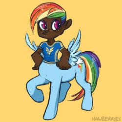 Size: 400x400 | Tagged: safe, artist:leoniexli, rainbow dash, centaur, dark skin, solo