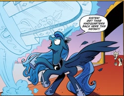 Size: 1162x901 | Tagged: safe, idw, kibitz, princess luna, alicorn, pony, spoiler:comic, spoiler:comic17, cropped, implied princess celestia, mirror, mirror portal, official, official art, official comic