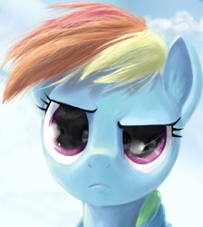 Size: 1000x1118 | Tagged: safe, artist:keepare, rainbow dash, pegasus, pony, close-up, cloud, cloudy, eyes, reflection, solo