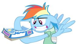 Size: 6084x3500 | Tagged: safe, artist:thelawn, rainbow dash, pegasus, pony, read it and weep, absurd resolution, battlecloud, board game, faic, hospital gown, simple background, solo, transparent background, vector