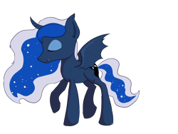 Size: 3600x2700 | Tagged: safe, artist:dumbwoofer, princess luna, alicorn, bat pony, vampire, vampony, bat wings, eyes closed, female, mare, solo, wings