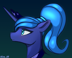 Size: 2500x2000 | Tagged: safe, artist:kirasunnight, princess luna, alicorn, pony, alternate hairstyle, bust, female, high res, mare, ponytail, solo