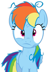 Size: 7071x10000 | Tagged: safe, artist:knight725, rainbow dash, pegasus, pony, .svg available, absurd resolution, messy mane, shocked, simple background, solo, transparent background, vector