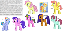 Size: 3408x1760 | Tagged: safe, firefly, posey, rainbow blaze, rainbow dash, warm front, oc, pegasus, pony, pony creator, g1, family, g1 to g4, generation leap, headcanon, twin