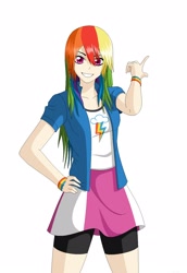 Size: 1100x1600 | Tagged: safe, artist:zantyarz, rainbow dash, equestria girls, humanized, solo