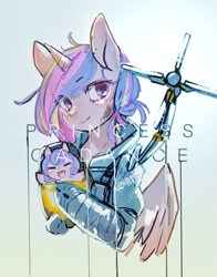 Size: 1267x1617 | Tagged: safe, artist:toki, artist:tongue_reckless, derpibooru import, princess cadance, princess flurry heart, alicorn, pony, bust, clothes, cosplay, costume, crossover, cute, death stranding, eyes closed, flurrybetes, open mouth, sword, weapon