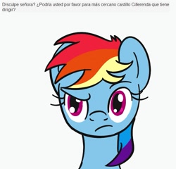 Size: 647x620 | Tagged: safe, rainbow dash, pegasus, pony, ask-rd, female, mare, simple background, solo