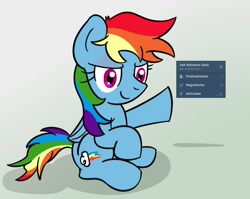 Size: 1096x874 | Tagged: safe, rainbow dash, pegasus, pony, ask-rd, female, gradient background, mare, solo