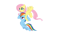 Size: 3680x2300 | Tagged: safe, artist:dantesgrill, fluttershy, rainbow dash, pegasus, pony, carrying, flying, simple background, transparent background, vector