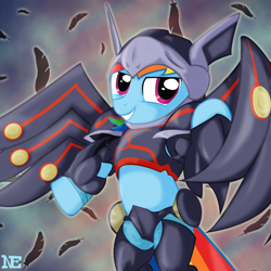 Size: 1680x1680 | Tagged: safe, artist:noonebahtim, rainbow dash, pegasus, pony, armor, solo, yu-gi-oh!