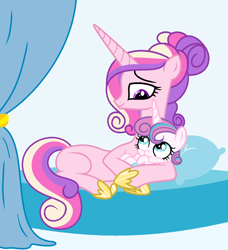 Size: 1232x1348 | Tagged: safe, artist:neighsay, princess cadance, princess flurry heart, alicorn, pony, alternate hairstyle, baby, baby pony, female, missing accessory, missing cutie mark, mother and child, mother and daughter, parent and child