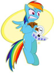 Size: 803x1072 | Tagged: safe, artist:noonebahtim, rainbow dash, pegasus, pony, duel disk, solo, yu-gi-oh!