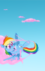 Size: 674x1059 | Tagged: safe, artist:lunarcakez, rainbow dash, pegasus, pony, cloud, cotton candy, cotton candy cloud, food, messy, solo