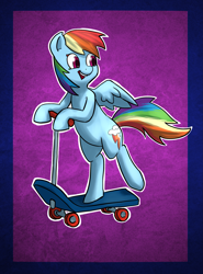 Size: 1861x2516 | Tagged: dead source, safe, artist:ohmymarton, rainbow dash, pegasus, pony, scooter, solo