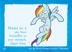 Size: 1051x751 | Tagged: safe, artist:pixel-prism, rainbow dash, butterfly, pegasus, pony, card, solo