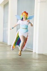 Size: 2304x3456 | Tagged: artist needed, safe, rainbow dash, human, anime expo, clothes, cosplay, dress, gala dress, irl, irl human, photo, solo