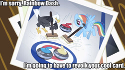 Size: 1280x720 | Tagged: safe, rainbow dash, bald eagle, eagle, pegasus, pony, curling, image macro, text