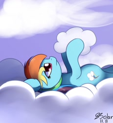 Size: 1200x1300 | Tagged: safe, artist:solar-slash, rainbow dash, pegasus, pony, cloud, cloudy, solo