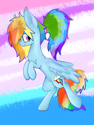 Size: 1536x2048 | Tagged: safe, artist:shyshyoctavia, rainbow dash, pegasus, pony, alternate hairstyle, ponytail, solo