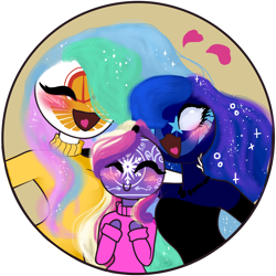 Size: 2000x2000 | Tagged: safe, artist:livitoza, princess cadance, princess celestia, princess luna, anthro, blushing, clothes, country, country balls, crystal empire, lunar empire, royal sisters, solar empire