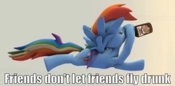 Size: 517x255 | Tagged: safe, rainbow dash, pegasus, pony, drunk, drunker dash, flying while under the influence, image macro, solo