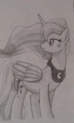 Size: 1536x2560 | Tagged: safe, artist:envygirl95, princess luna, alicorn, pony, monochrome, solo, traditional art