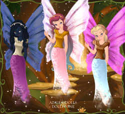 Size: 660x600 | Tagged: safe, artist:azaleasdolls, artist:cari28ch3, princess cadance, princess celestia, princess luna, human, equestria girls, barely eqg related, clothes, crossover, crown, disney, disney style, dress, fairies, fairy, fairy wings, fairyized, gown, jewelry, pixie scene maker, regalia, shoes, wings