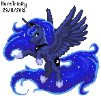 Size: 148x144 | Tagged: safe, artist:haretrinity, princess luna, alicorn, pony, female, mare, pixel art, simple background, smiling, solo, transparent background