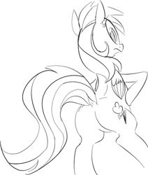 Size: 423x500 | Tagged: safe, artist:dotkwa, rainbow dash, pegasus, pony, female, grayscale, lineart, mare, monochrome, plot, solo