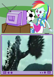 Size: 570x804 | Tagged: safe, rainbow dash, kaiju, equestria girls, anguirus, exploitable meme, godzilla, godzilla (series), godzilla final wars, meme, obligatory pony, tv meme