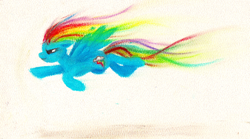 Size: 1024x570 | Tagged: safe, artist:pokeluigi, rainbow dash, pegasus, pony, blue coat, female, mare, multicolored mane, solo, traditional art