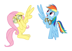 Size: 7200x5100 | Tagged: safe, artist:geonine, fluttershy, rainbow dash, pegasus, pony, absurd resolution, goggles, simple background, transparent background, vector