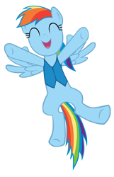 Size: 3000x4644 | Tagged: safe, artist:mrlolcats17, rainbow dash, pegasus, pony, winter wrap up, absurd resolution, clothes, female, flying, happy, mare, scene interpretation, simple background, singing, solo, transparent background, vector, vest, weather team, winter wrap up vest