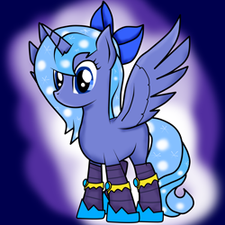 Size: 3000x3000 | Tagged: safe, artist:ieatmyneighobours, princess luna, alicorn, pony, bow, clothes, hair bow, s1 luna, socks, solo