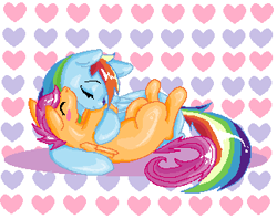 Size: 324x256 | Tagged: safe, artist:freezy-rat, rainbow dash, scootaloo, pegasus, pony, cuddling, female, lesbian, scootadash, scootalove, shipping, snuggling