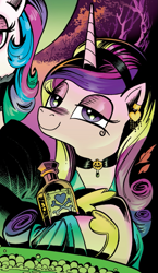 Size: 775x1335 | Tagged: safe, idw, princess cadance, princess celestia, alicorn, pony, spoiler:comic, spoiler:comic71, clothes, costume, witch